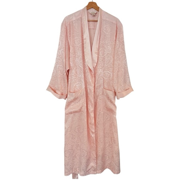 VICTORIA’S SECRET Vintage Gold Label Silky Paisley Pink Robe Size M - Picture 8 of 14